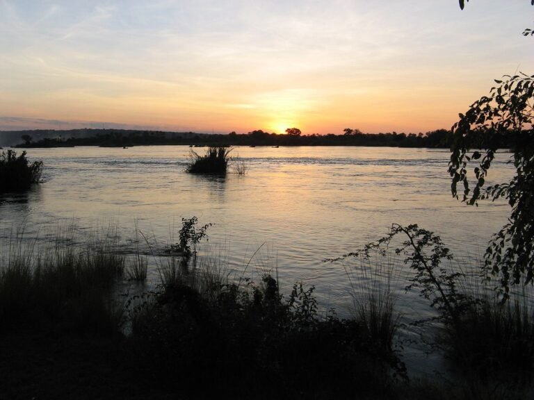 Sun setting over the Zambezi River