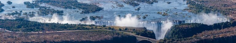 Panorama of the Victoria Falls gorge and bridge